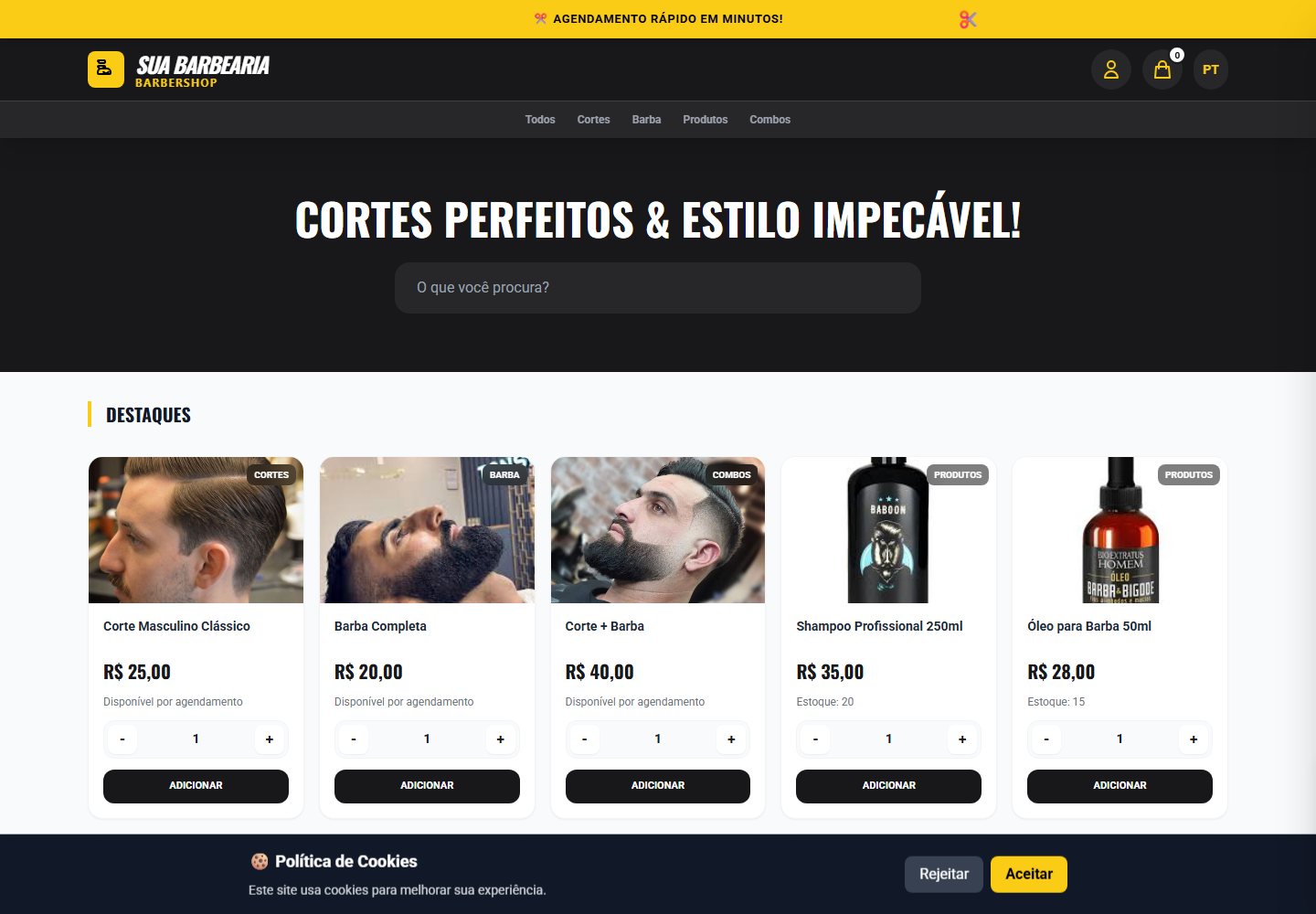 Vitrine da plataforma Sua Barbearia Premium
